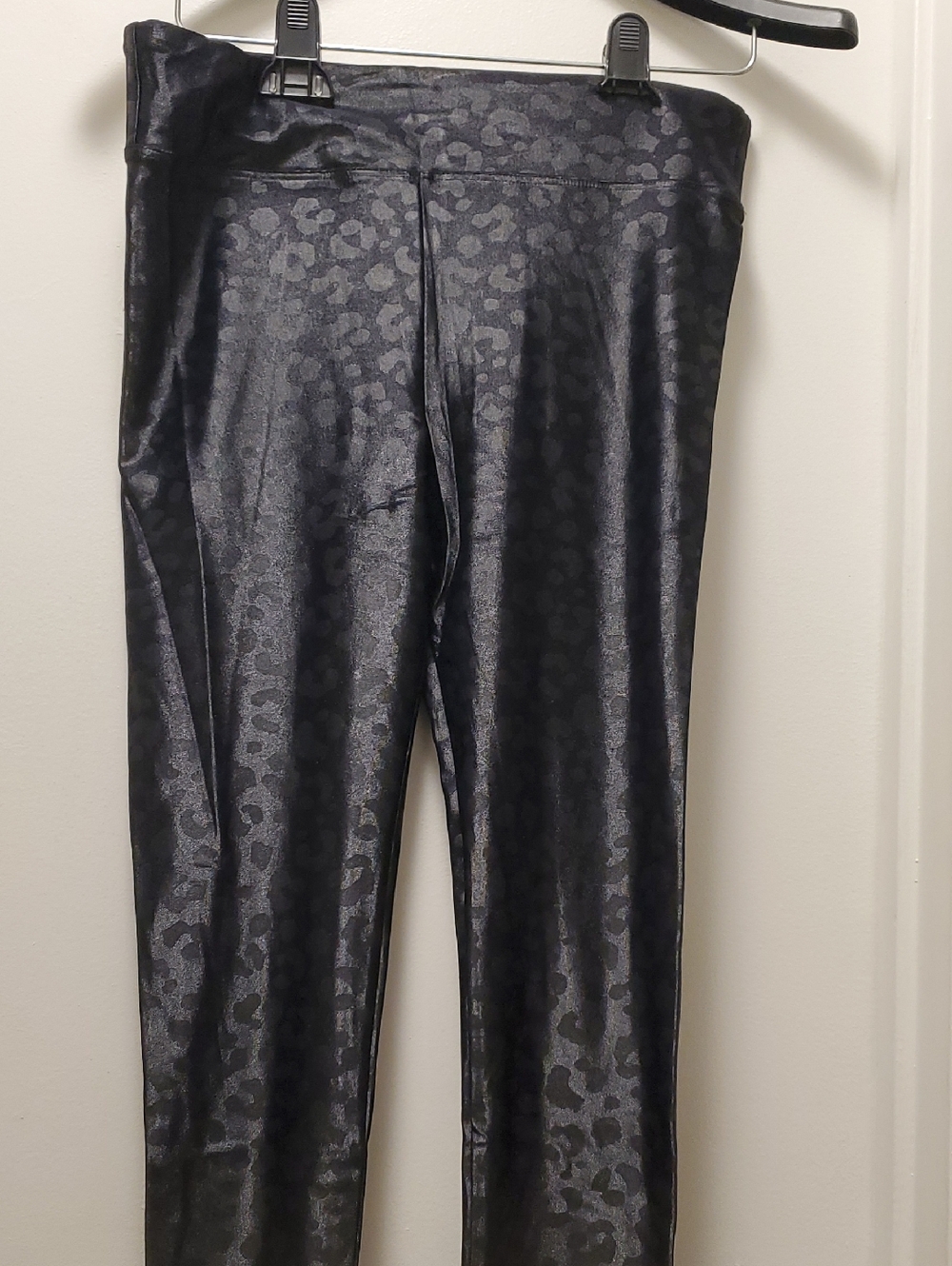 Koral Black Shimmer Leopard-Print Straight Leg Pants